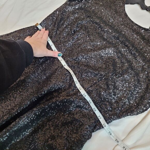 NEW Torrid black sequin cap sleeve back cutout fit and flare‎ holiday dress 12 - Picture 10 of 12